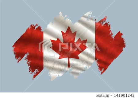 Canada flag is depicted with brushstrokes and features textured design elements. Canada flag is depicted with brushstrokes and features textured design elements. 141901242