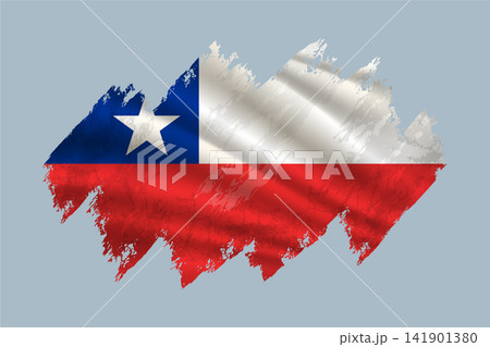 Chile flag is depicted with brushstrokes and features textured design elements. Chile flag is depicted with brushstrokes and features textured design elements. 141901380