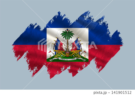 Haiti flag is depicted with brushstrokes and features textured design elements. Haiti flag is depicted with brushstrokes and features textured design elements. 141901512