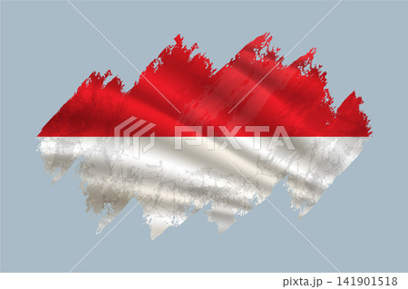 Indonesia flag is depicted with brushstrokes and features textured design elements. Indonesia flag is depicted with brushstrokes and features textured design elements. 141901518