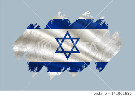 Israel flag is depicted with brushstrokes and features textured design elements. 141901659