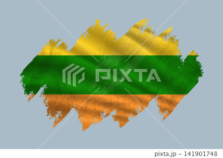 Lithuanian flag is depicted with brushstrokes and features textured design elements. Lithuanian flag is depicted with brushstrokes and features textured design elements. 141901748