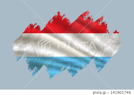 Luxembourg flag is depicted with brushstrokes and features textured design elements. 141901749