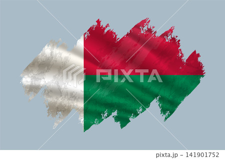 Madagascar flag is depicted with brushstrokes and features textured design elements. Madagascar flag is depicted with brushstrokes and features textured design elements. 141901752