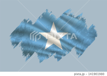 Somalia flag is depicted with brushstrokes and features textured design elements. 141901980