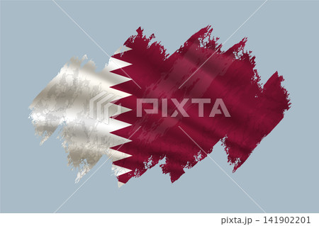 Qatar flag is depicted with brushstrokes and features textured design elements. Qatar flag is depicted with brushstrokes and features textured design elements. 141902201