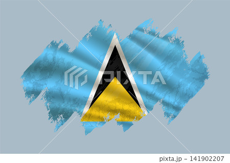 ST. Lucia flag is depicted with brushstrokes and features textured design elements. 141902207