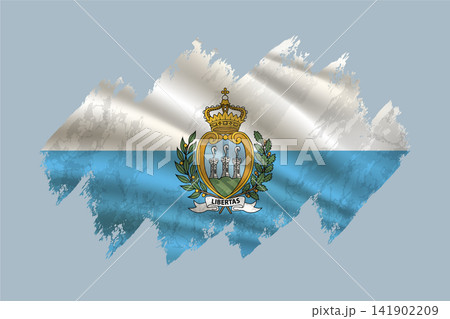 San Marino flag is depicted with brushstrokes and features textured design elements. 141902209