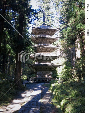 木々に囲まれた羽黒山の五重塔 木々に囲まれた羽黒山の五重塔 141903868