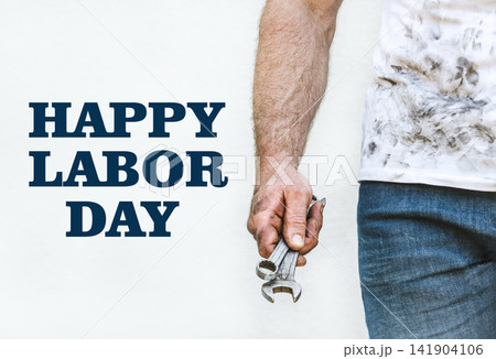 Happy Labor Day. Attractive man and spanners 141904106