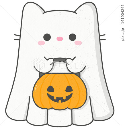 Cute Cat Trick or Treating for Halloween 141904243