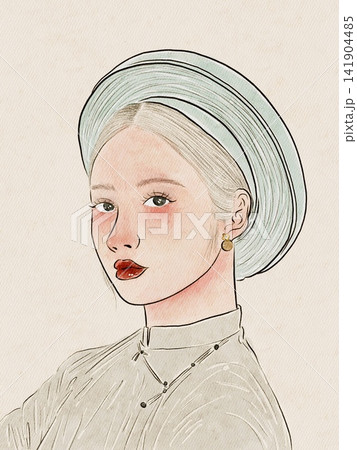 portrait of a girl in a hat portrait of a girl in a hat 141904485
