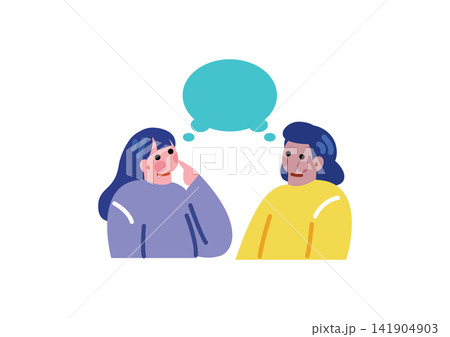 留学生と会話する日本人女性のイラスト 留学生と会話する日本人女性のイラスト 141904903