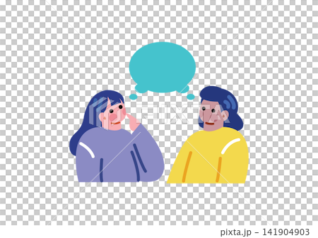 留学生と会話する日本人女性のイラスト 留学生と会話する日本人女性のイラスト 141904903