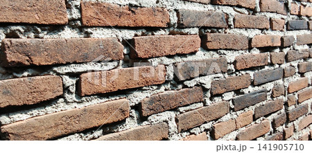 Angle Perspective of Weathered Red Clay Brick Wall Angle Perspective of Weathered Red Clay Brick Wall 141905710