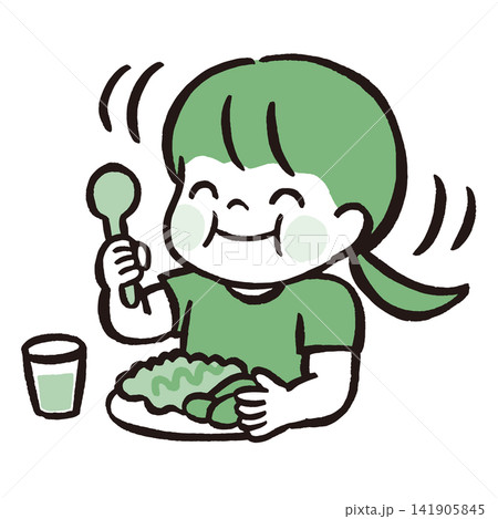 健康的な食事を楽しむ子どものイラスト|食育・栄養・健康 健康的な食事を楽しむ子どものイラスト|食育・栄養・健康 141905845