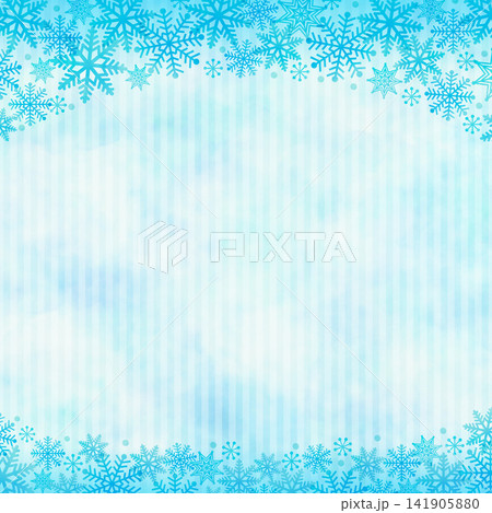 雪の結晶の水彩冬フレーム　1：1　　 141905880