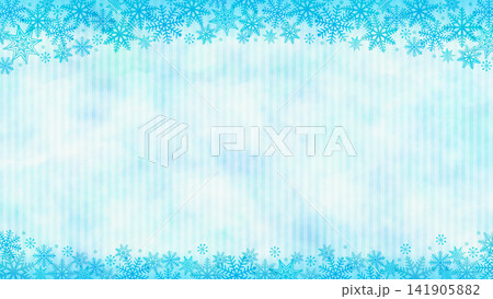 雪の結晶の水彩冬フレーム　16：9 141905882