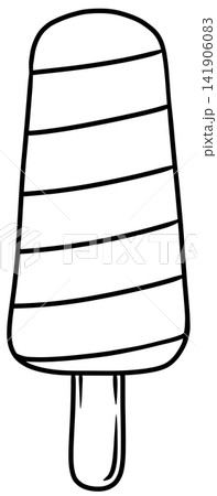 Black and White Line Art of a Striped Ice Lolly on a Wooden Stick Black and White Line Art of a Striped Ice Lolly on a Wooden Stick 141906083
