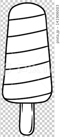 Black and White Line Art of a Striped Ice Lolly on a Wooden Stick Black and White Line Art of a Striped Ice Lolly on a Wooden Stick 141906083