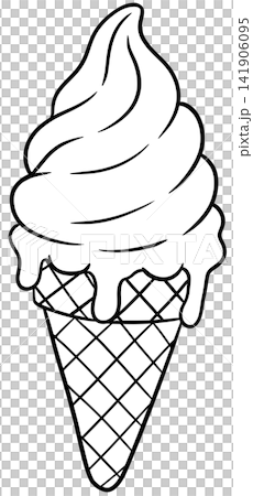 Melting Soft Serve Ice Cream Cone Outline Drawing Line Art Illustration Melting Soft Serve Ice Cream Cone Outline Drawing Line Art Illustration 141906095