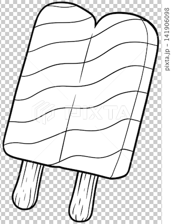 Double Stick Twin Ice Lolly Line Art Drawing for Summer Treat Design Double Stick Twin Ice Lolly Line Art Drawing for Summer Treat Design 141906098