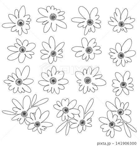 抽象的に可愛くシンプルに描いた花素材集, 抽象的に可愛くシンプルに描いた花素材集, 141906300