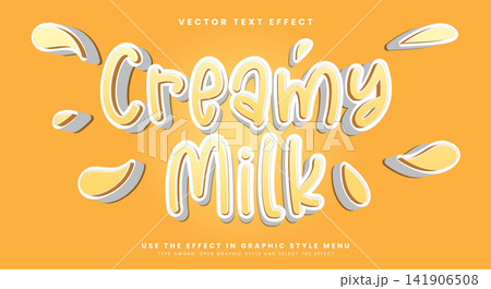 Creamy Milk 3d editable text effect Template 141906508