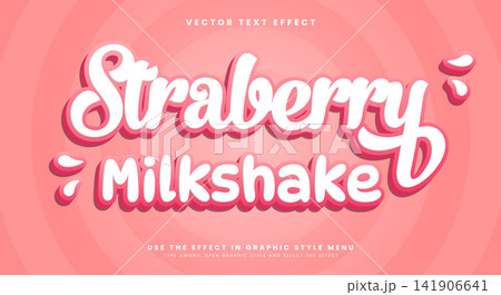 Strawberry Milkshake 3d editable text effect template Strawberry Milkshake 3d editable text effect template 141906641