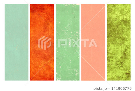 Set of horizontal or vertical full banners with old paper textures of blue, yellow, green, red, dark brown and beige colors. Mock up template. Copy space for text 141906779