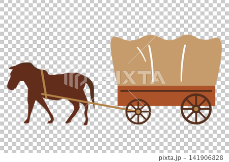 復古西部風格篷車的側面圖向量圖。 復古西部風格篷車的側面圖向量圖。 141906828
