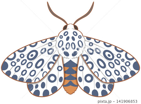 Giant leopard moth illustration displaying distinctive blue spotted pattern Giant leopard moth illustration displaying distinctive blue spotted pattern 141906853