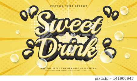 Sweet drink cartoon style 3d editable text style Sweet drink cartoon style 3d editable text style 141906943