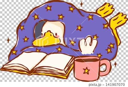 Cozy Silly Goose Bookish Reading a book under Blanket Cartoon Character Hand Drawn Cozy Silly Goose Bookish Reading a book under Blanket Cartoon Character Hand Drawn 141907070