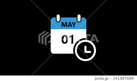 May month calendar icon with time symbol May month calendar icon with time symbol 141907099