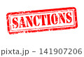 Rubber stamp with "Sanctions" text effect symbolizing trade 141907206