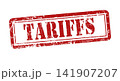 Rubber stamp with "TARIFFS" text effect symbolizing trade 141907207