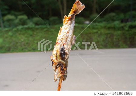 日本の観光地で味わう香ばしい川魚の塩焼き 日本の観光地で味わう香ばしい川魚の塩焼き 141908669