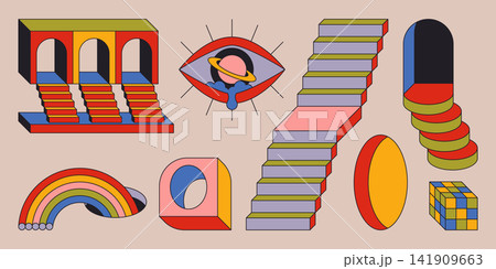 Surreal y2k abstract ladders, stairs and door arch 141909663