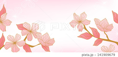 Elegant pink floral background with gold flower Elegant pink floral background with gold flower 141909679