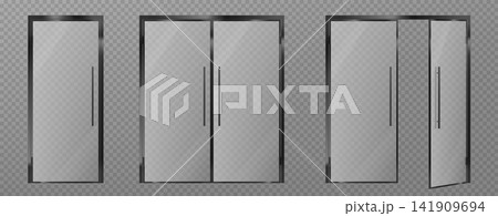 3d glass office double door with black metal frame 3d glass office double door with black metal frame 141909694