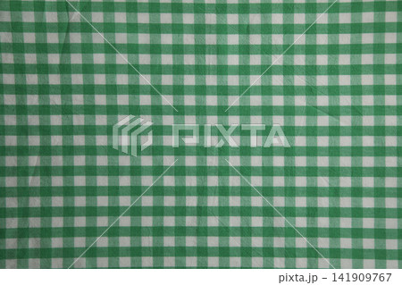 Green gingham fabric texture background Green gingham fabric texture background 141909767