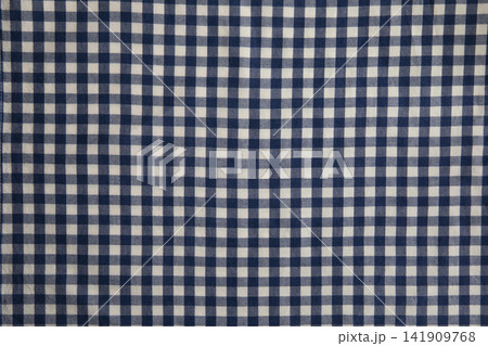 Navy gingham fabric texture background Navy gingham fabric texture background 141909768