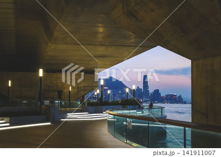 Hong Kong Aug 7 2026 NORTH POINT. Highway framed skyline. Hong Kong Aug 7 2026 NORTH POINT. Highway framed skyline. 141911007