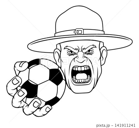 Drill Instructor Sergeant Soccer Football Mascot Drill Instructor Sergeant Soccer Football Mascot 141911241