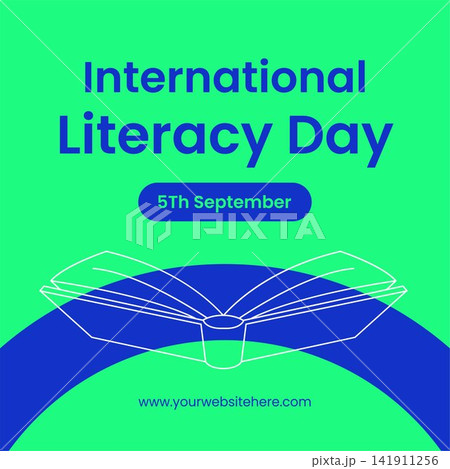 International Literacy Day Flat Cartoon Social Media Illustration Background 141911256