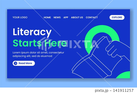 Social Media Landing Page International Literacy Day Flat Cartoon Template Social Media Landing Page International Literacy Day Flat Cartoon Template 141911257