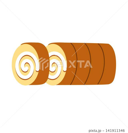 sliced swiss roll cake dessert illustration sliced swiss roll cake dessert illustration 141911346