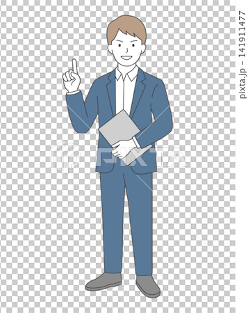 指を立てて説明するビジネスパーソンのイラスト 指を立てて説明するビジネスパーソンのイラスト 141911477