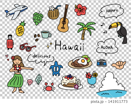 A set of cute hand-drawn illustrations from Hawaii 141911773